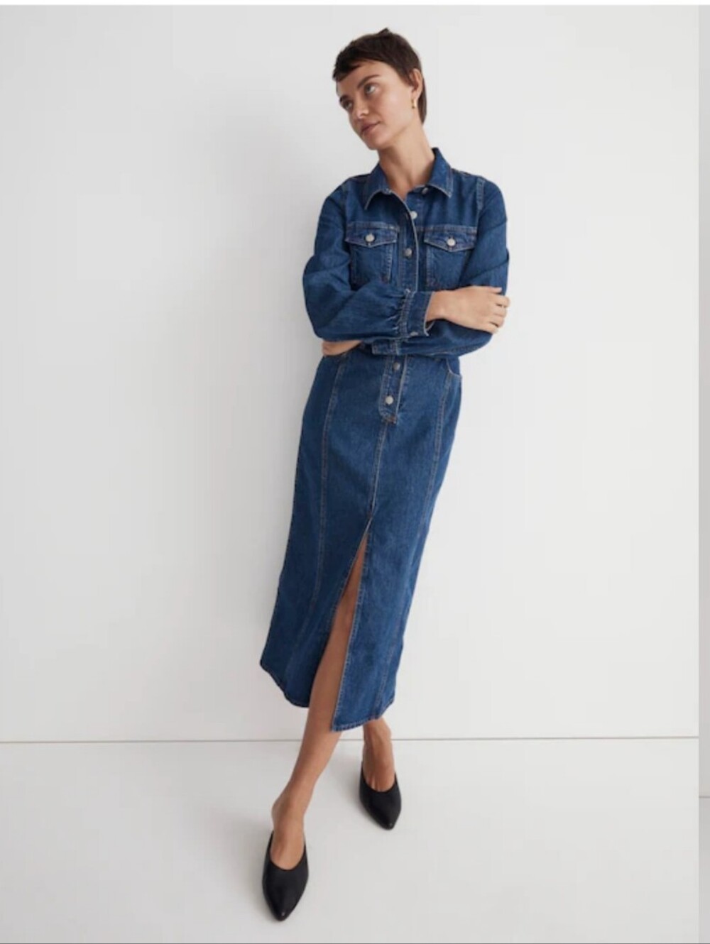 Madewell Denim Midi Shirtdress in Glissan Wash